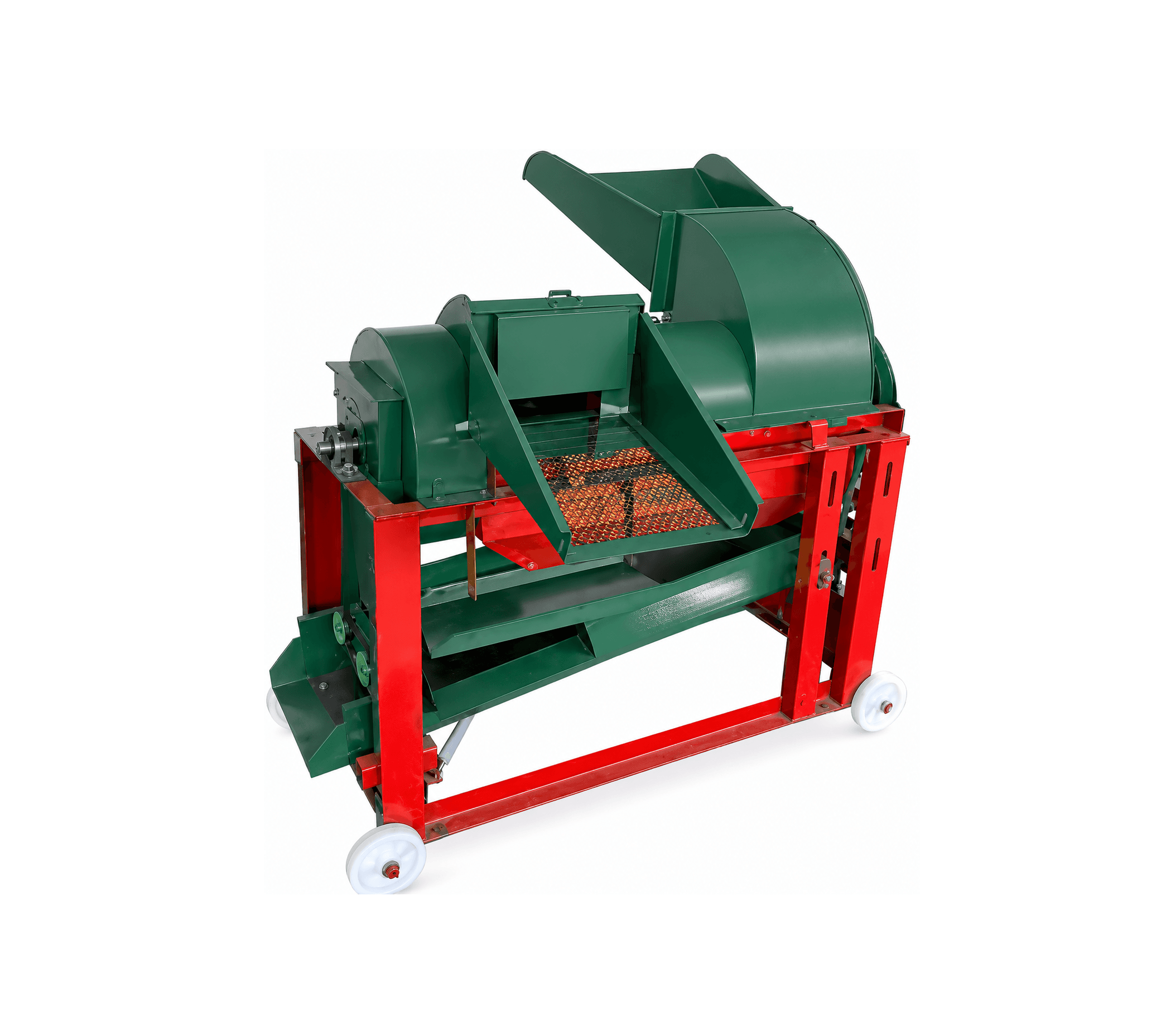 Compact engine-powered crop-processing machine